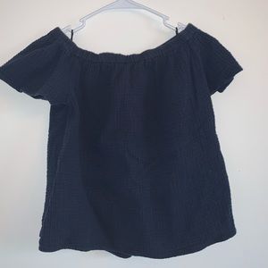 Off the shoulder Blue T-Shirt